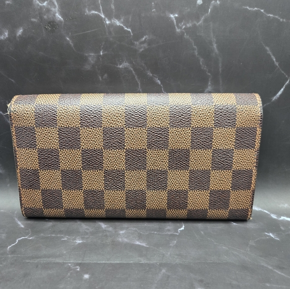 EUC Louis Vuitton Damier Ebene Coated Canvas Leather Sarah Long Wallet - Picture 3 of 14